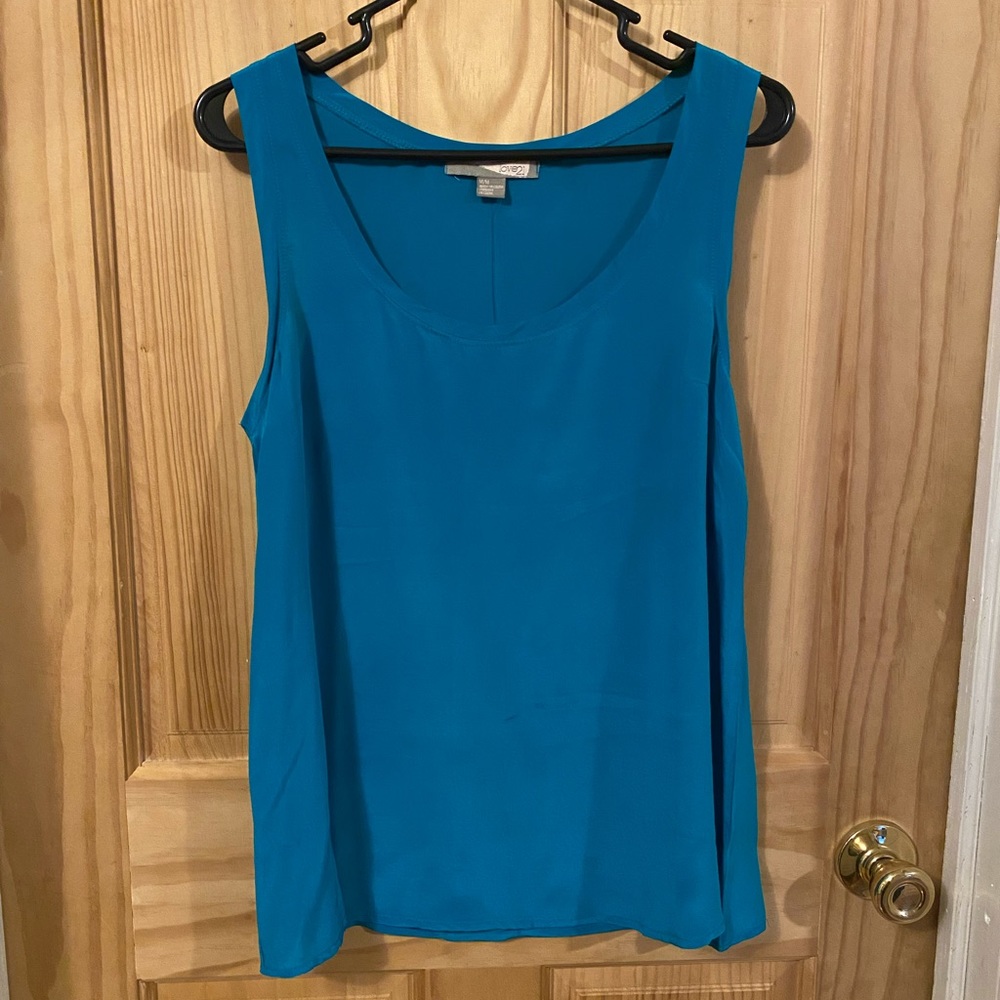 100% silk teal tank top size M